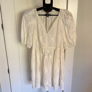 The GREAT. White Puff Sleeve Dress Size 1
